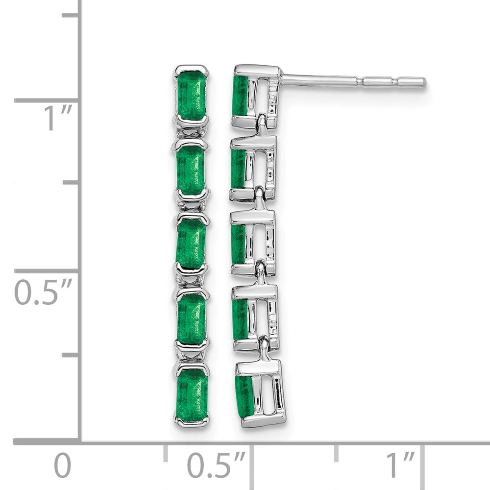 14k White Gold Emerald 5-stone Dangle Earrings