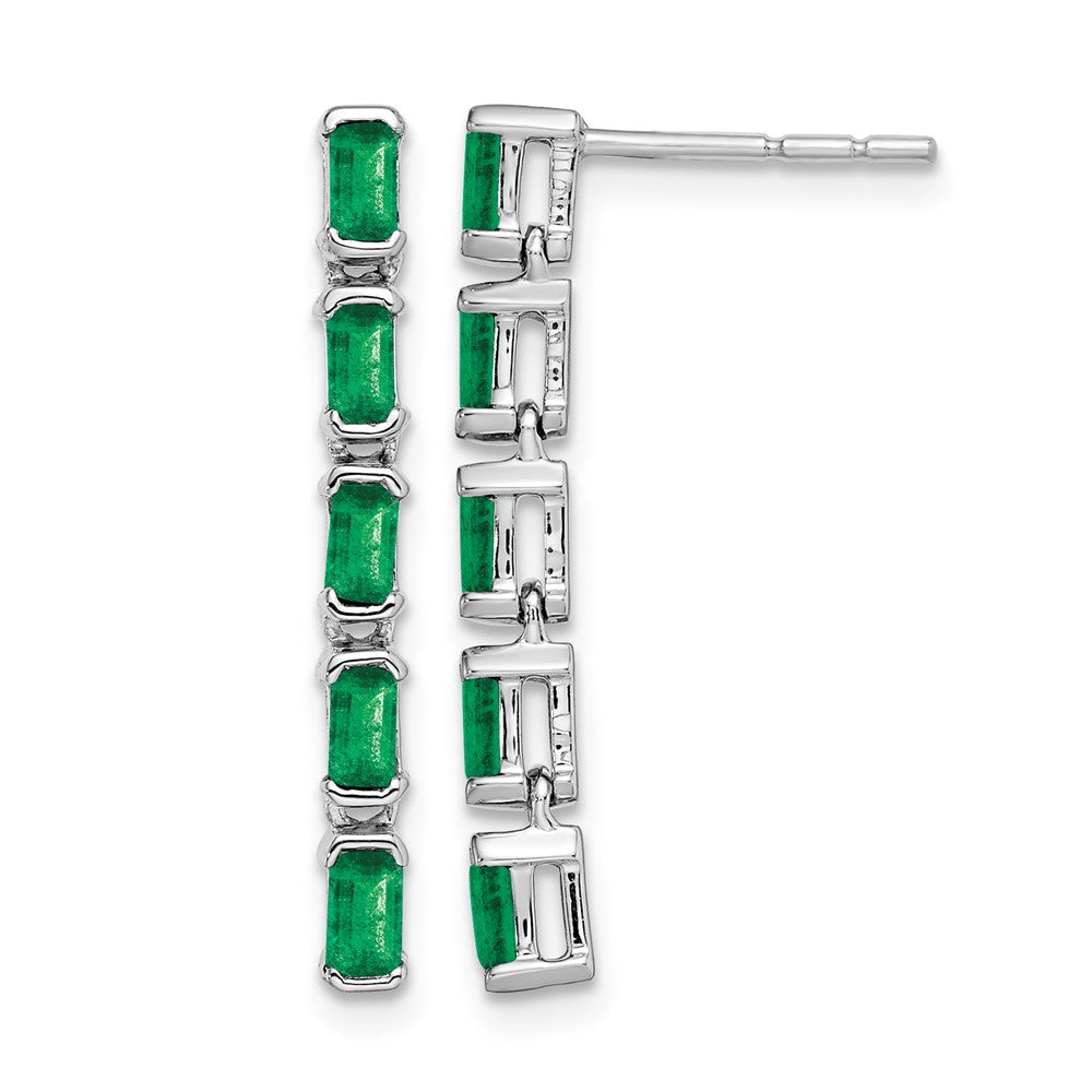 14k White Gold Emerald 5-stone Dangle Earrings