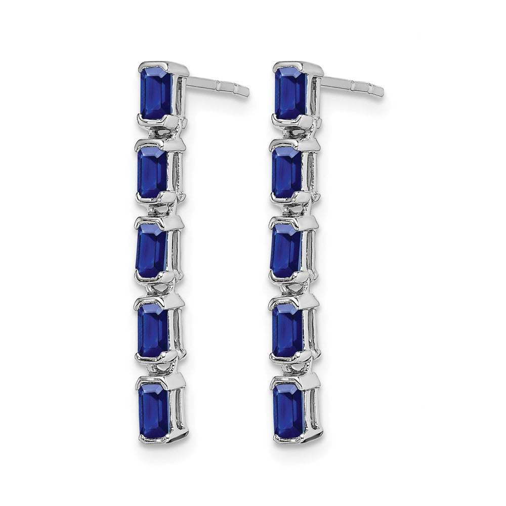14k White Gold Sapphire 5-stone Dangle Earrings