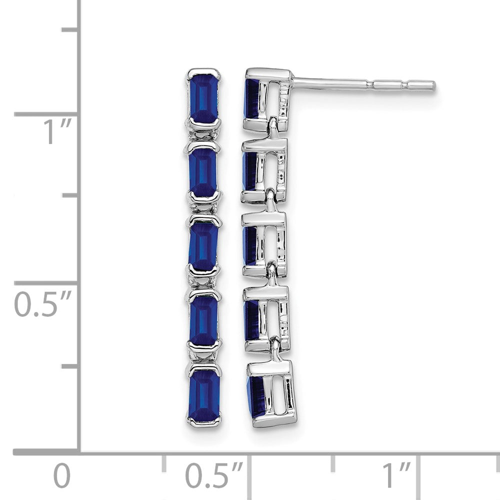 14k White Gold Sapphire 5-stone Dangle Earrings