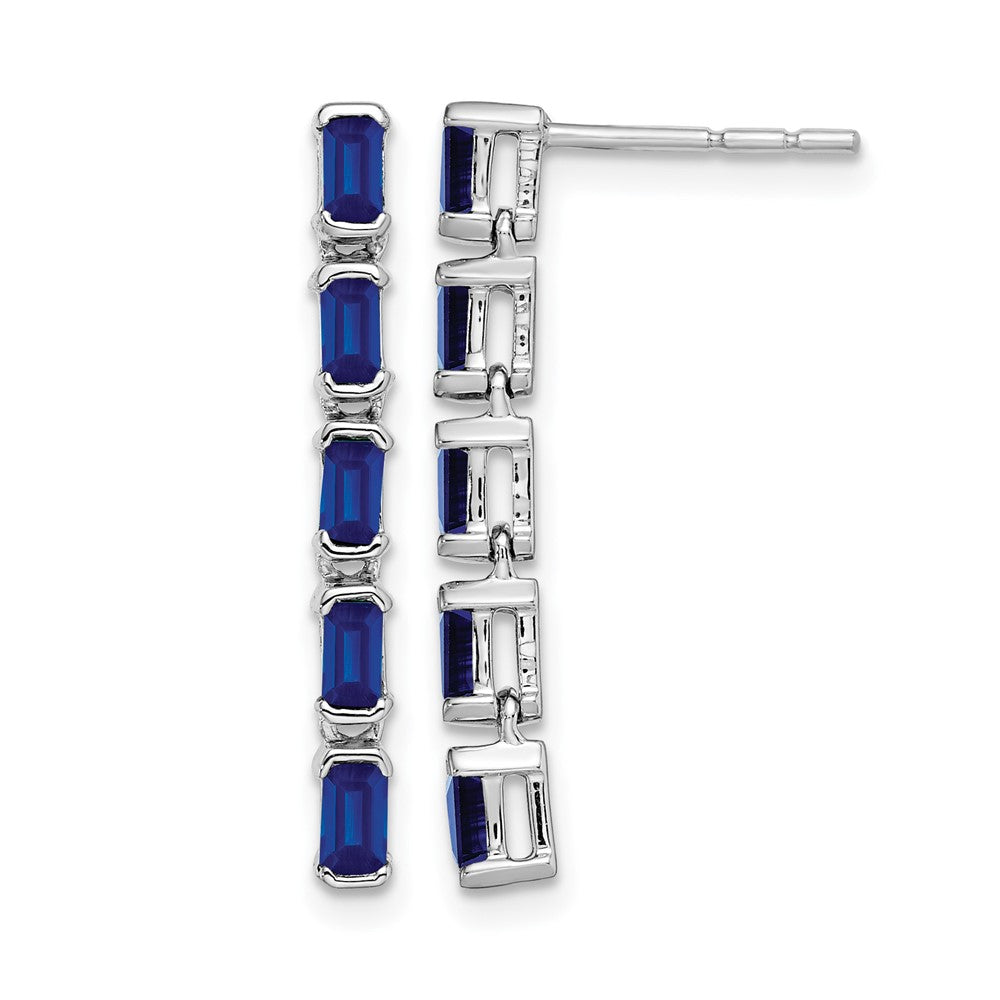 14k White Gold Sapphire 5-stone Dangle Earrings