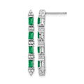 14k White Gold Emerald and Diamond 4-stone Dangle Earrings