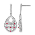 14k White Gold Ruby and Diamond Dangle Earrings