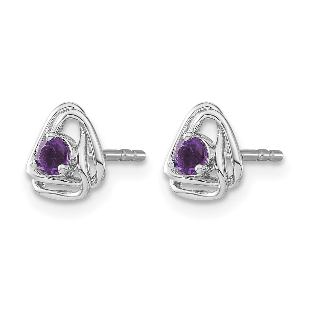 14k White Gold Amethyst Post Earrings