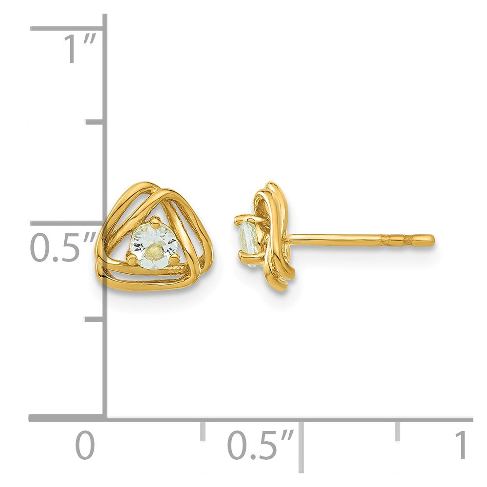 14k Aquamarine Post Earrings