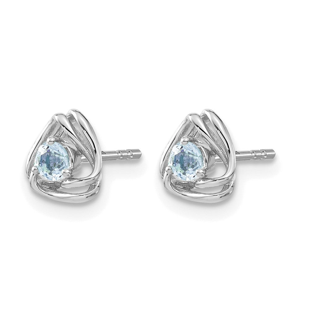14k White Gold Blue Topaz Post Earrings