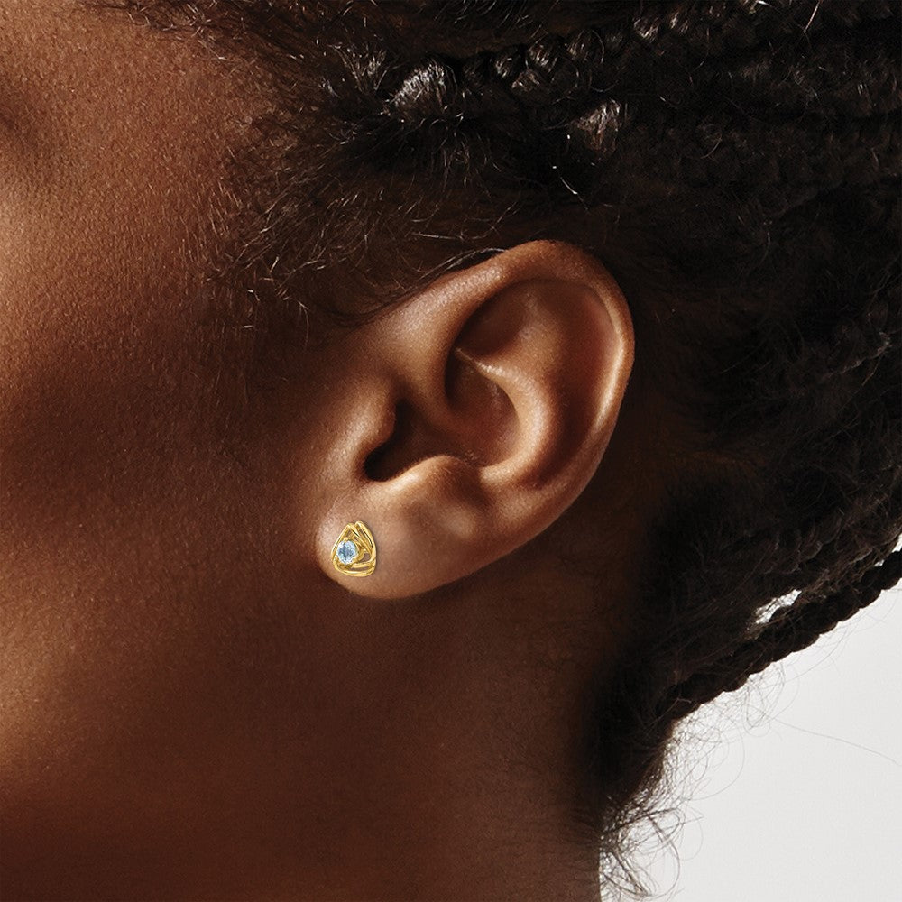 14k Blue Topaz Post Earrings