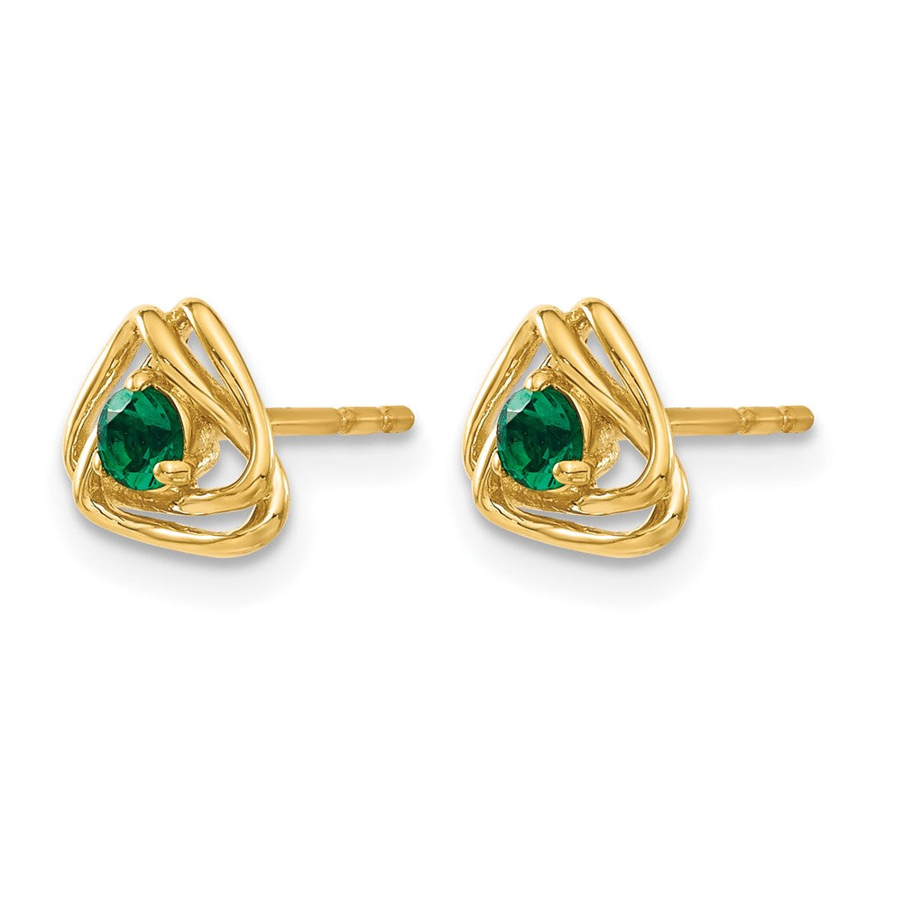 14k Created Emerald Post Earrings