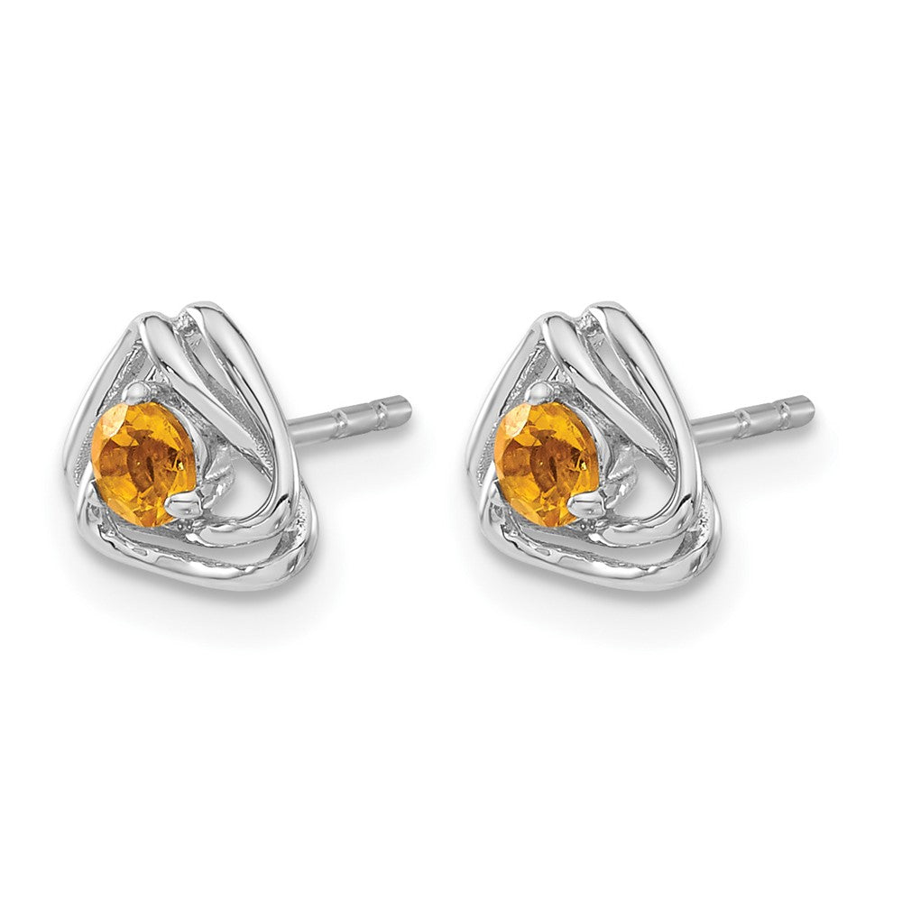 14k White Gold Citrine Post Earrings
