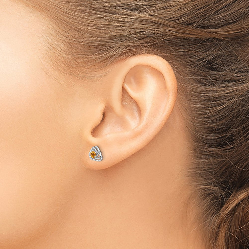 14k White Gold Citrine Post Earrings