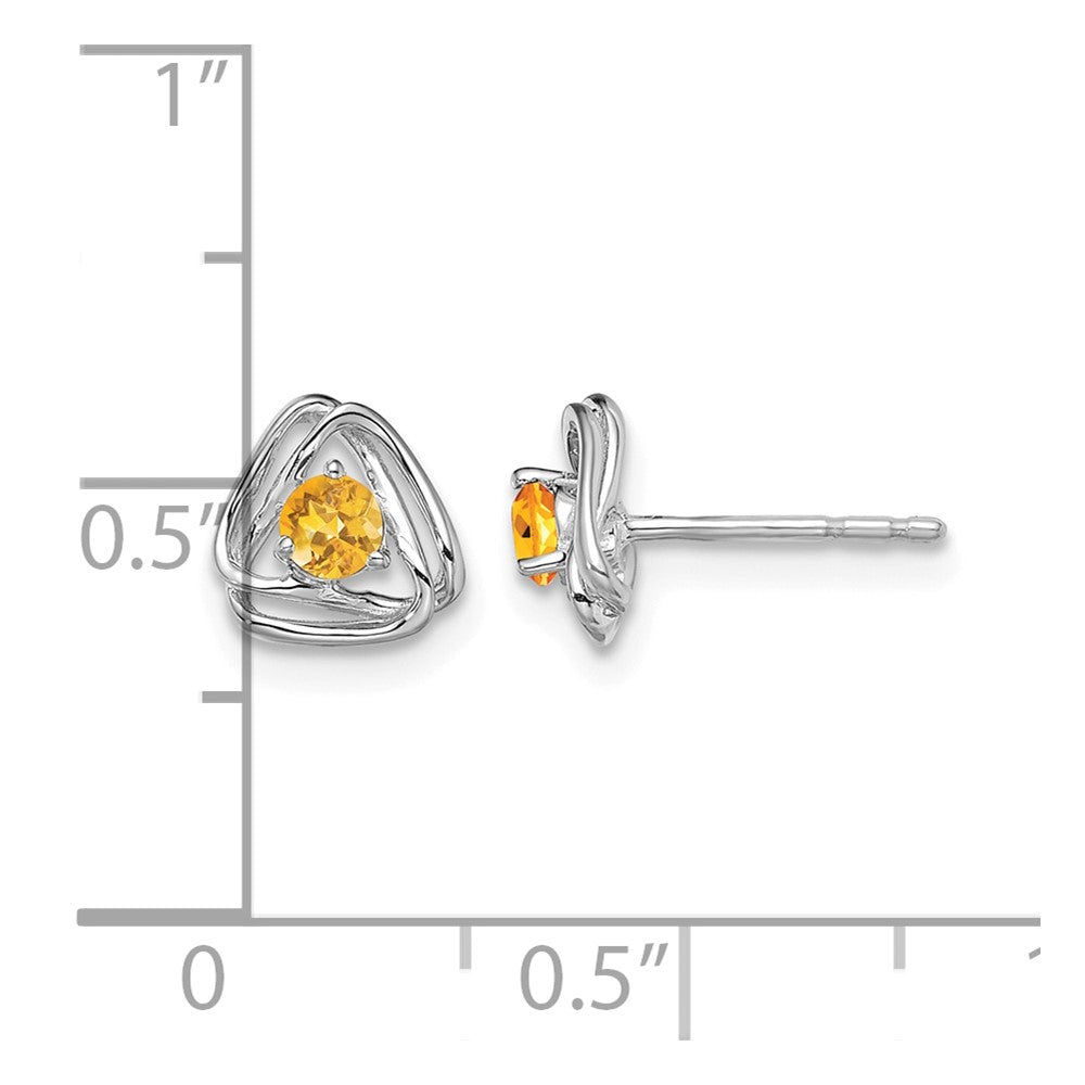 14k White Gold Citrine Post Earrings