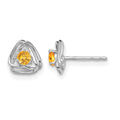 14k White Gold Citrine Post Earrings