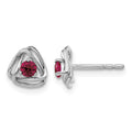 14k White Gold Created Ruby Post Earrings