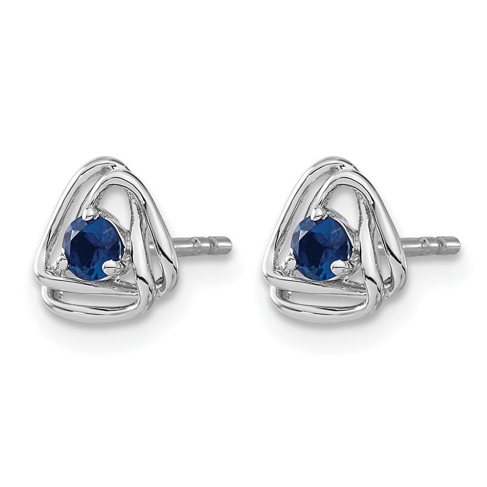 14k White Gold Created Sapphire Post Earrings