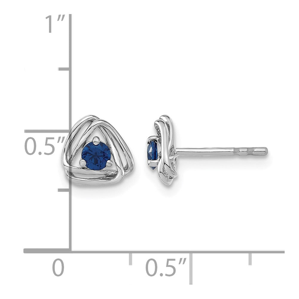 14k White Gold Created Sapphire Post Earrings