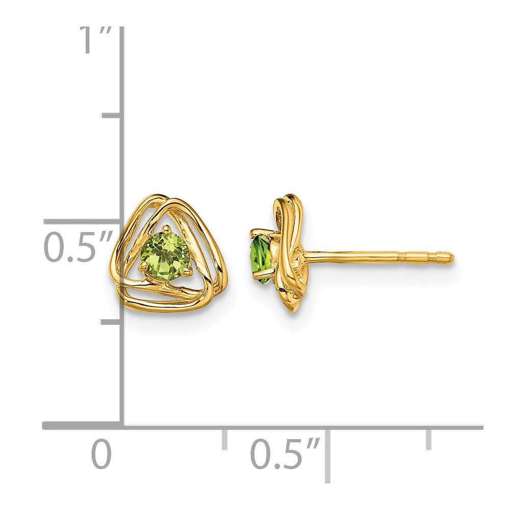 14k Peridot Post Earrings