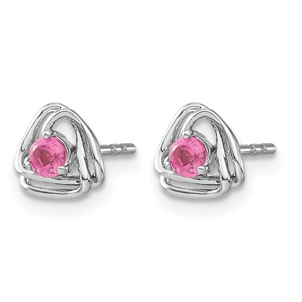14k White Gold Pink Tourmaline Post Earrings