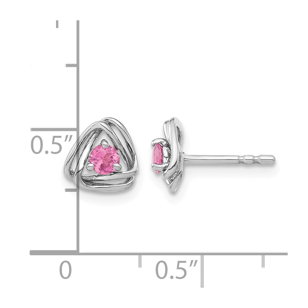 14k White Gold Pink Tourmaline Post Earrings