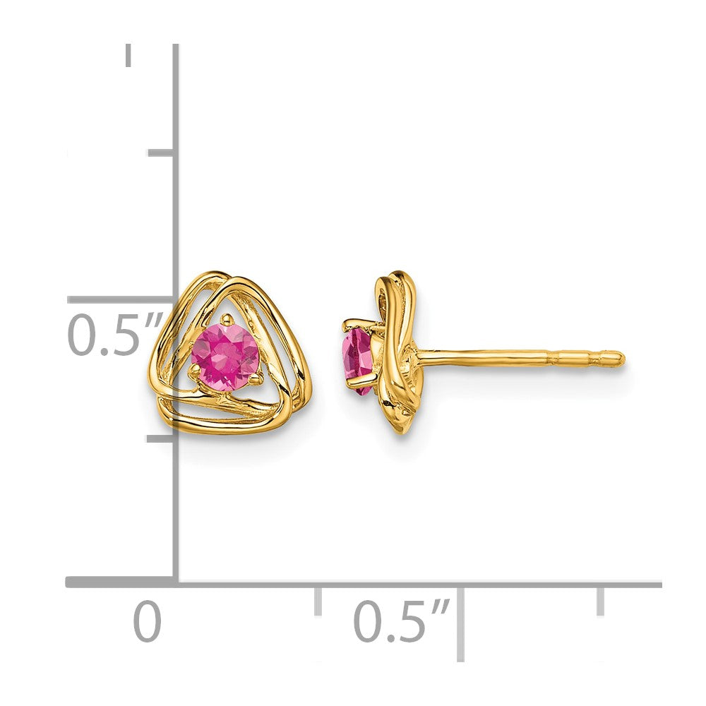 14k Pink Tourmaline Post Earrings