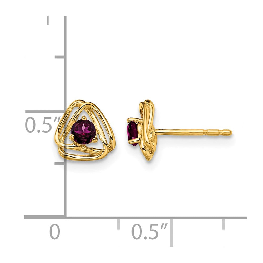 14k Rhodolite Garnet Post Earrings