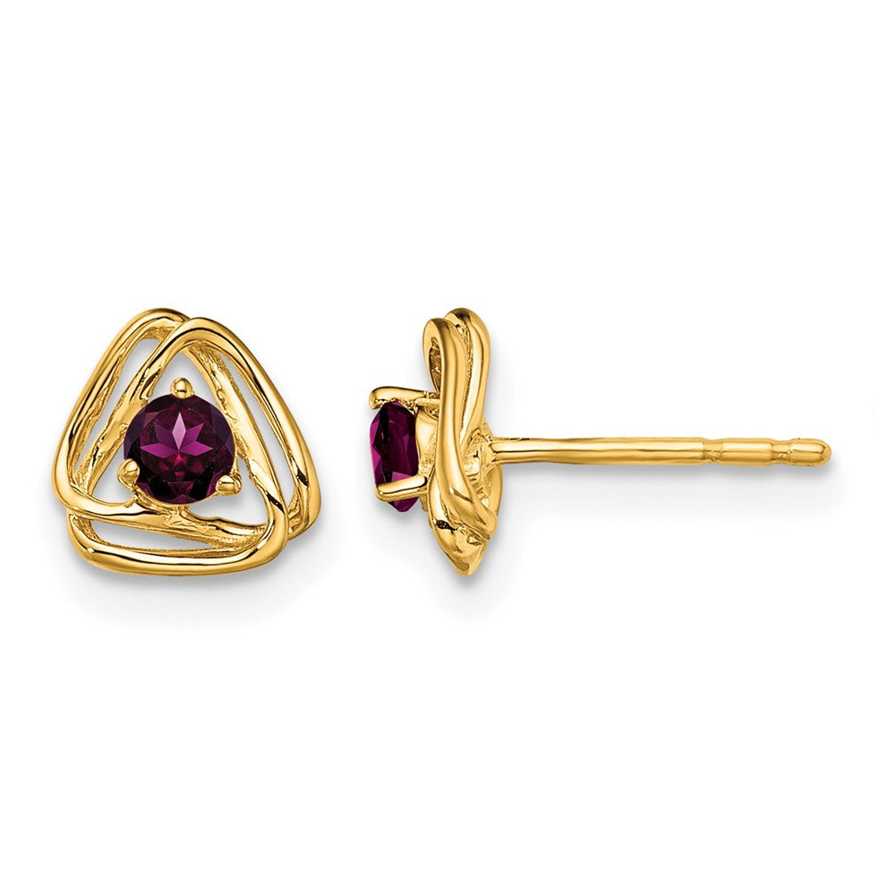 14k Rhodolite Garnet Post Earrings