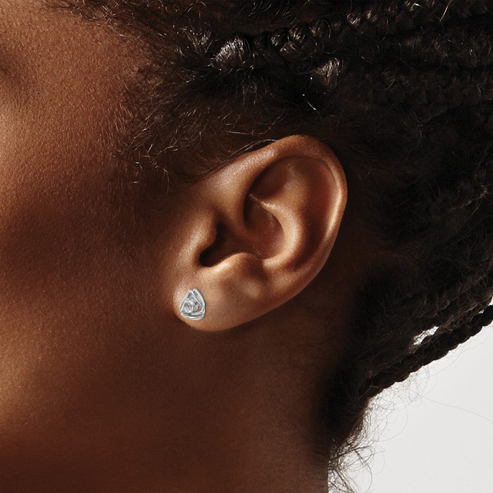 14k White Gold White Topaz Post Earrings