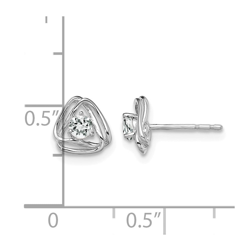 14k White Gold White Topaz Post Earrings