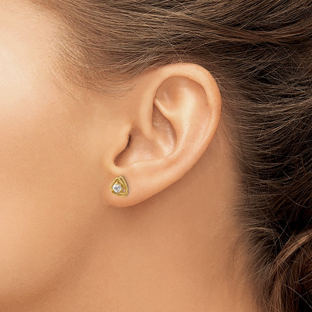 14k White Topaz Post Earrings