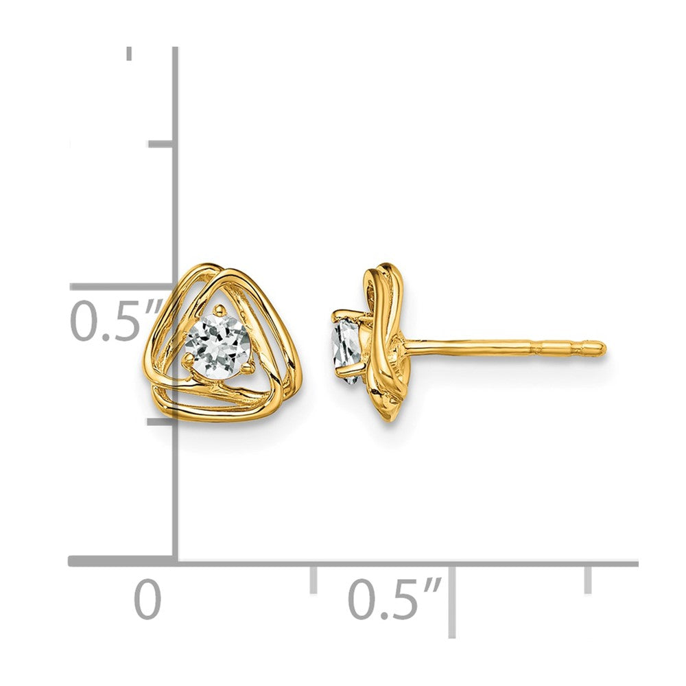 14k White Topaz Post Earrings
