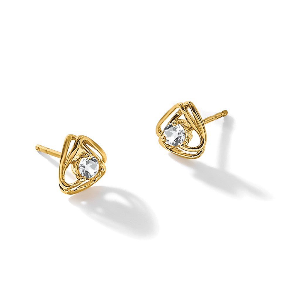 14k White Topaz Post Earrings