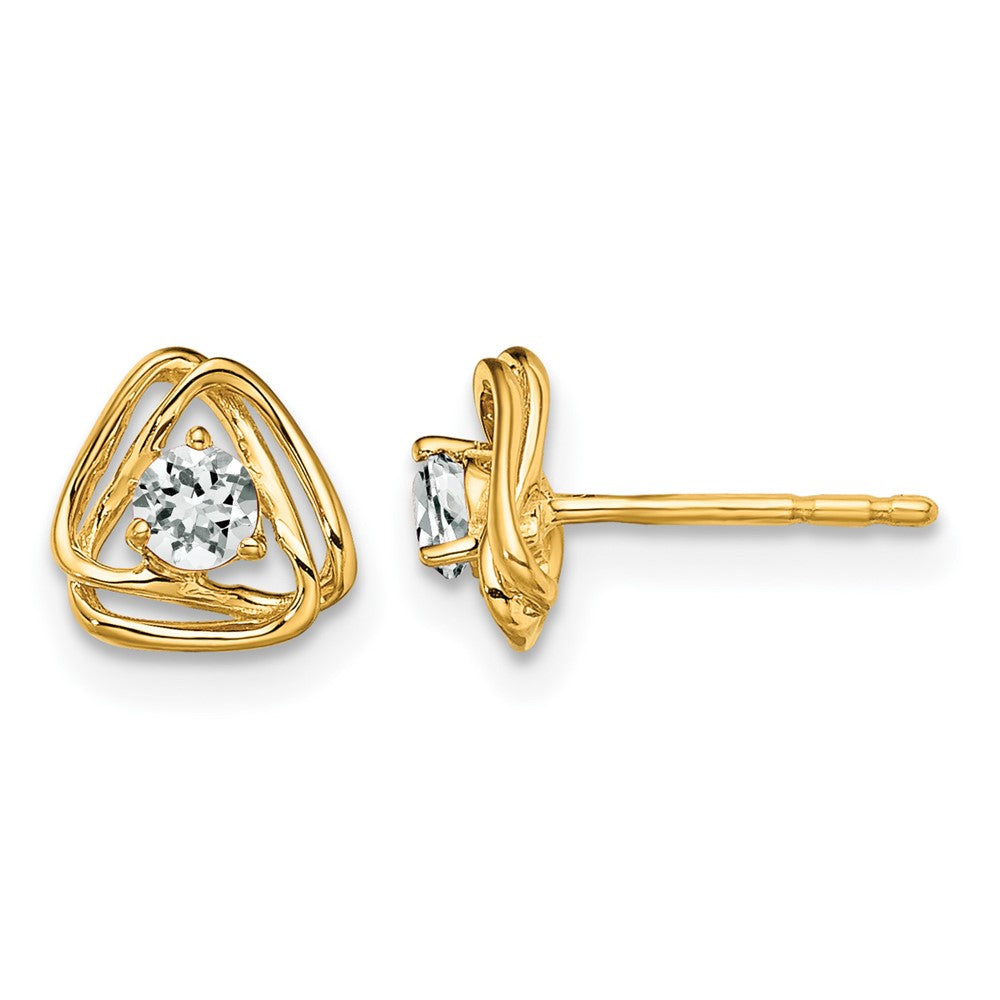 14k White Topaz Post Earrings