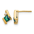 10k Yellow Gold Cushion Cr. Alexandrite and Diamond Earrings