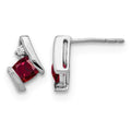 Sterling Silver Antique Cushion Cr. Ruby and Diamond Earrings
