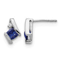 10k White Gold Cushion Cr. Sapphire and Diamond Earrings
