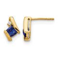 10k Yellow Gold Cushion Cr. Sapphire and Diamond Earrings