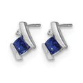 14K White Gold Cushion Cr. Sapphire and Diamond Earrings