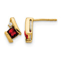 10k Yellow Gold Cushion Garnet and Diamond Earrings