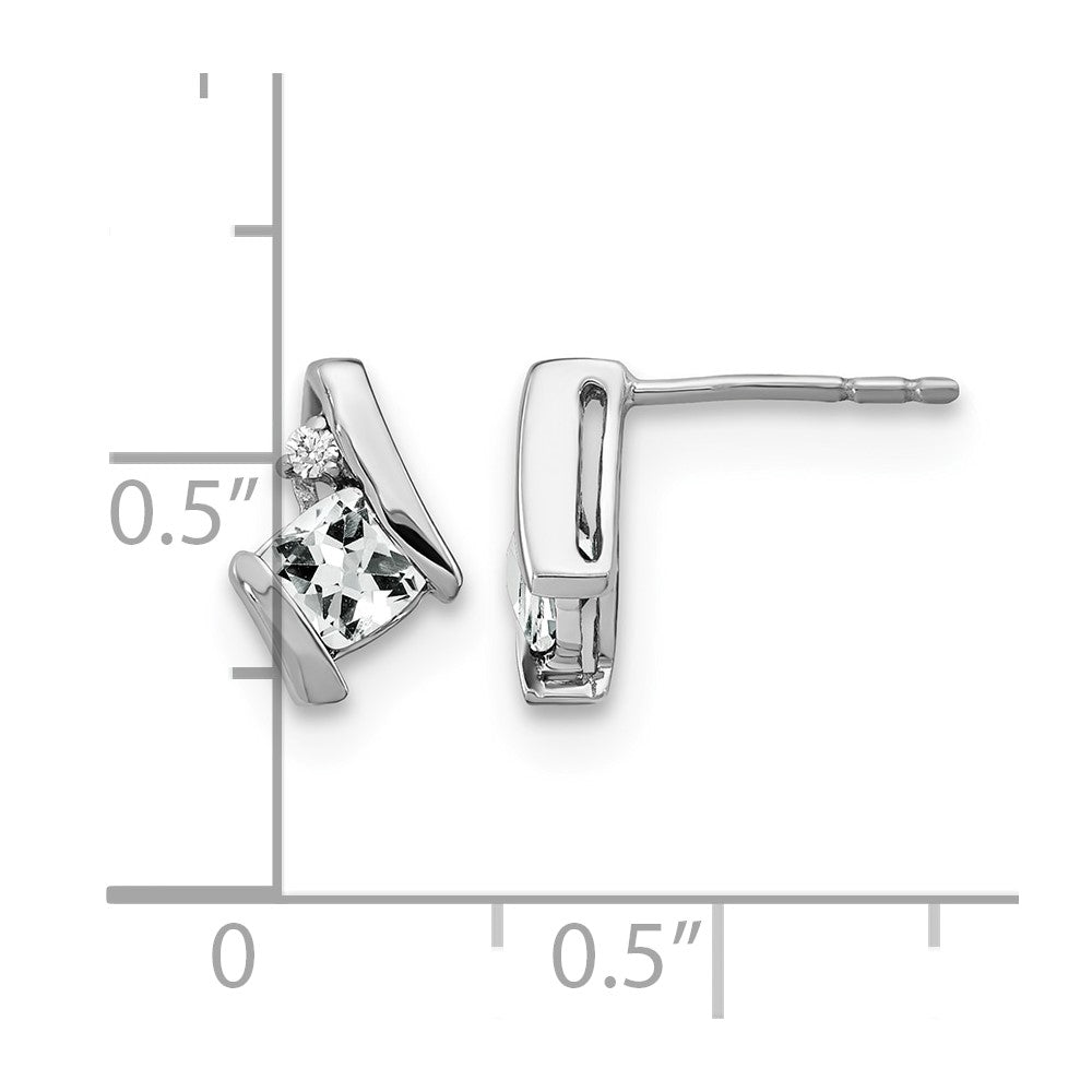 Sterling Silver Antique Cushion White Topaz and Diamond Earrings