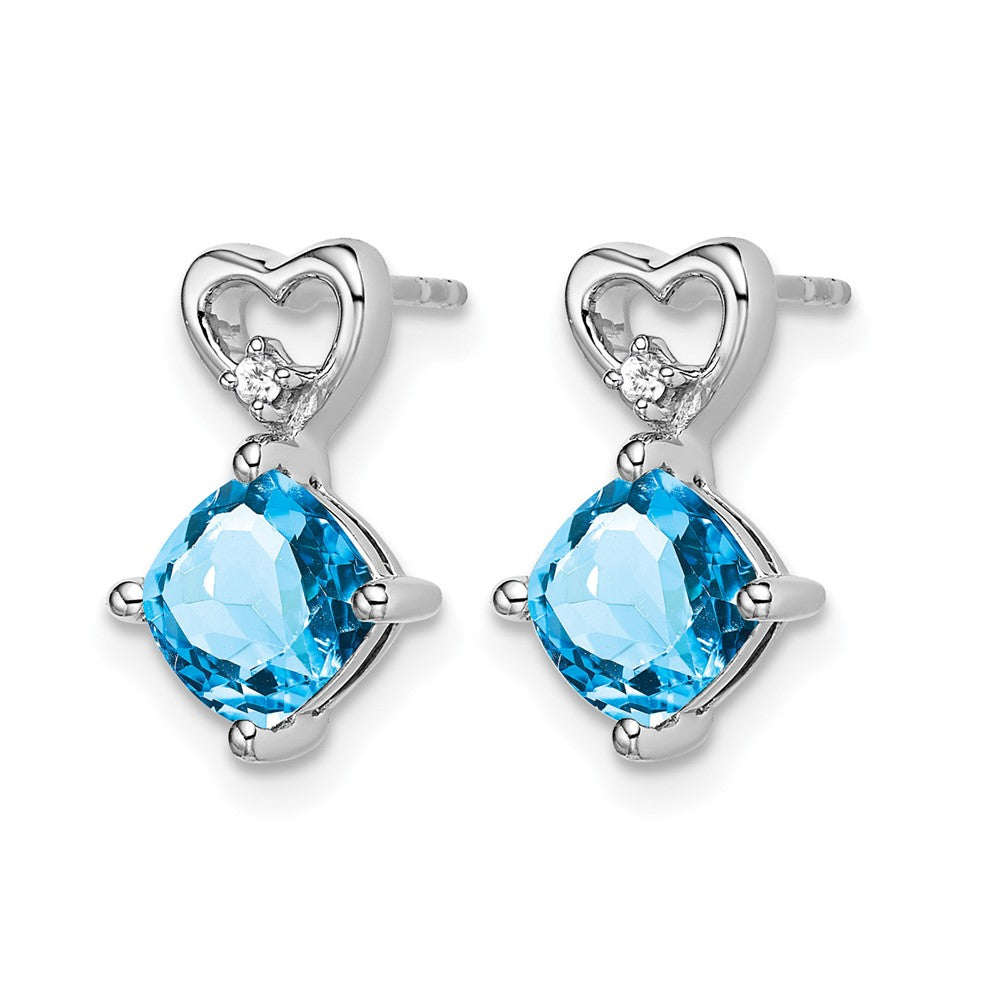 14k White Gold Amethyst and Diamond Heart Earrings