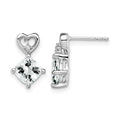 14k White Gold White Topaz and Diamond Heart Earrings