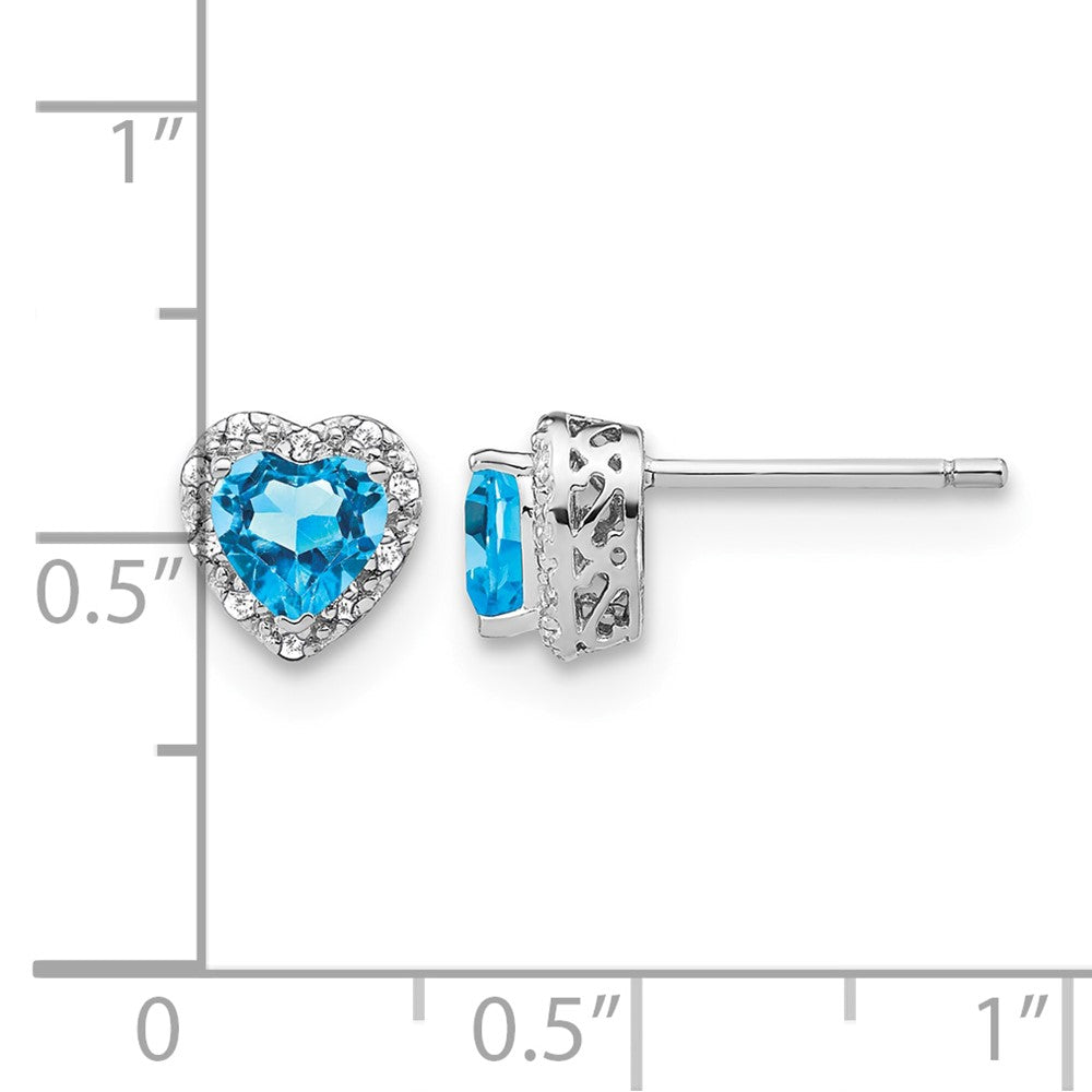 Sterling Silver Rhodium-plated Blue Topaz and Diamond Earrings