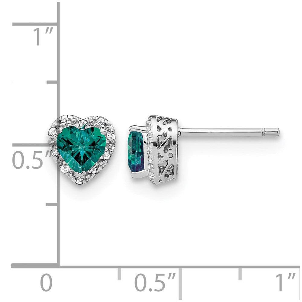 Sterling Silver Rhodium-plated Created Alexandrite/Diamond Earrings