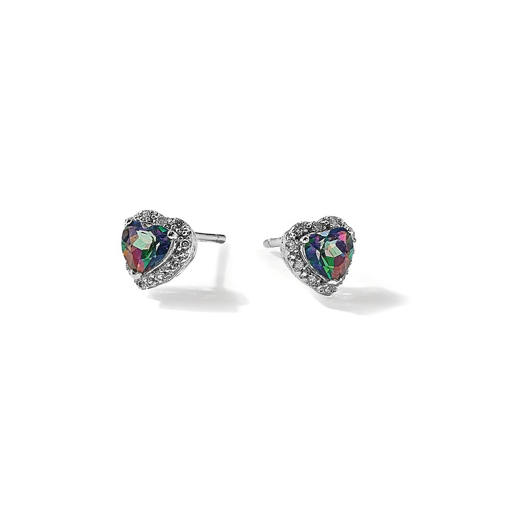 Sterling Silver Rhodium-plated Created Alexandrite/Diamond Earrings
