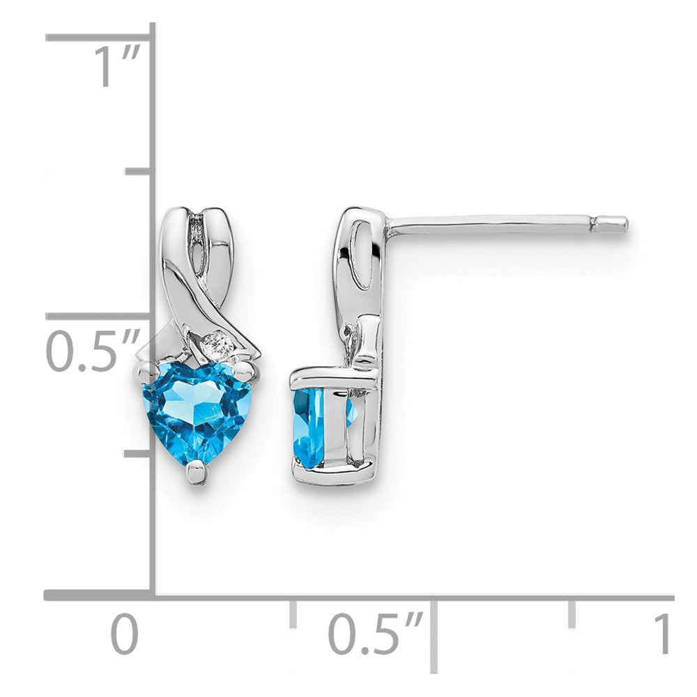 Sterling Silver Rhodium-plated Blue Topaz and Diamond Earrings