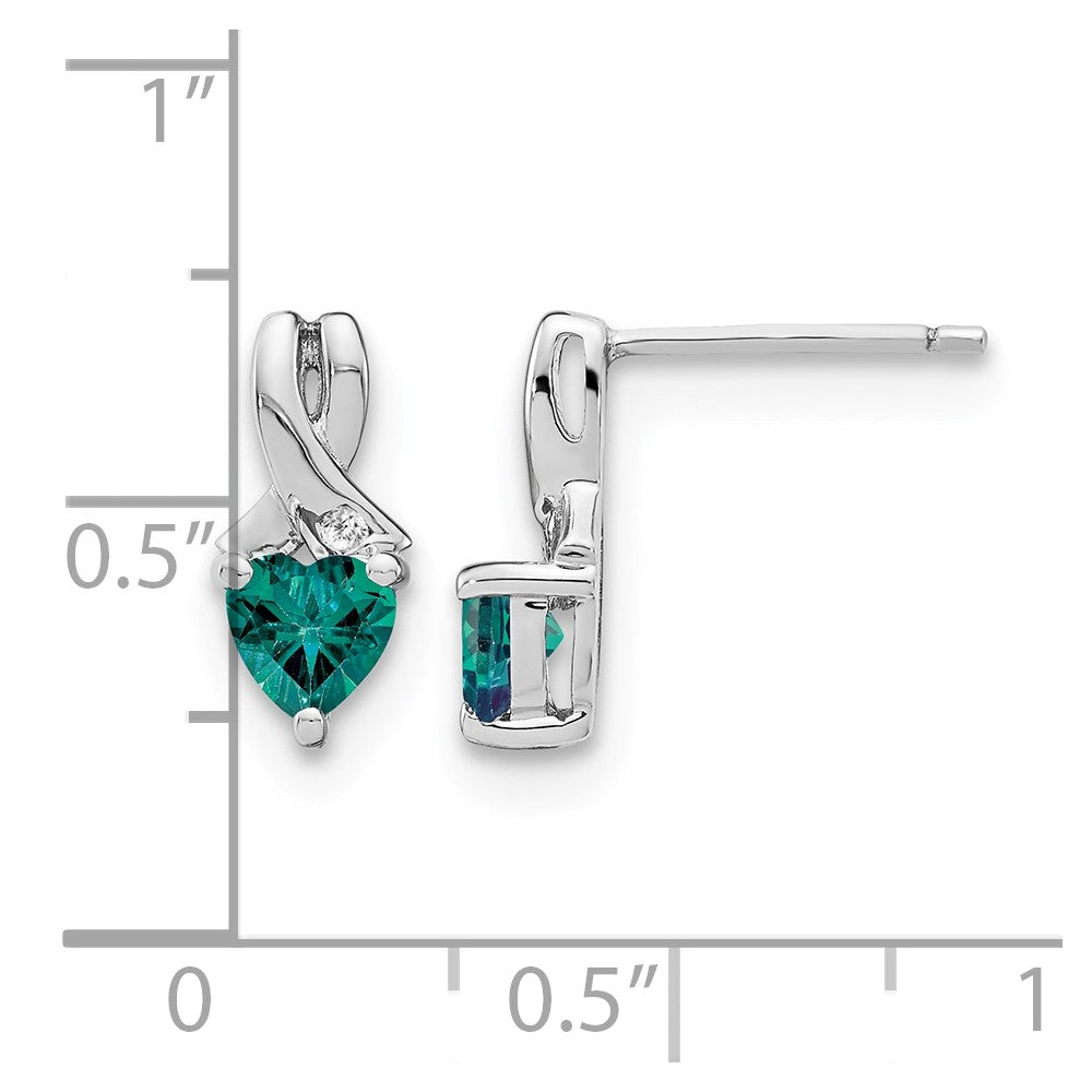 Sterling Silver Rhodium-plated Created Alexandrite/Diamond Earrings