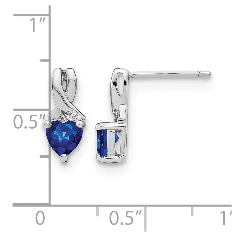 Sterling Silver Rhodium-plated Created Sapphire and Diamond Earrings
