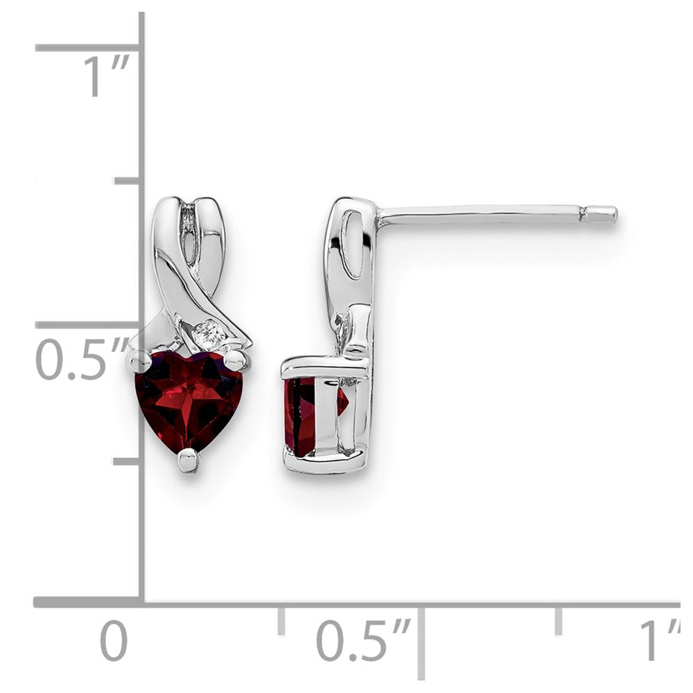 Sterling Silver Rhodium-plated Garnet and Diamond Earrings