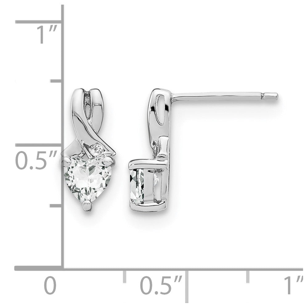 Sterling Silver Rhodium-plated White Topaz and Diamond Earrings