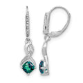 Sterling Silver Rhodium-plated Created Alexandrite and Diamond Earrings