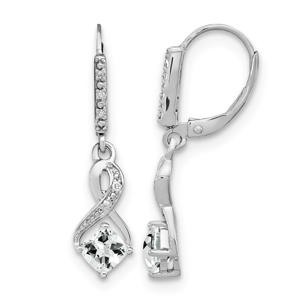 Sterling Silver Rhodium-plated White Topaz and Diamond Earrings